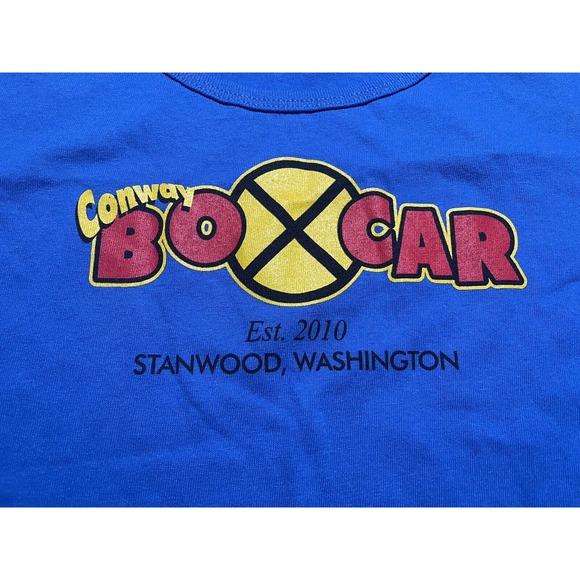 Conway Boxcar Women’s Large L Tank Top Blue Stanwood, Washington Graphic - Picture 2 of 4